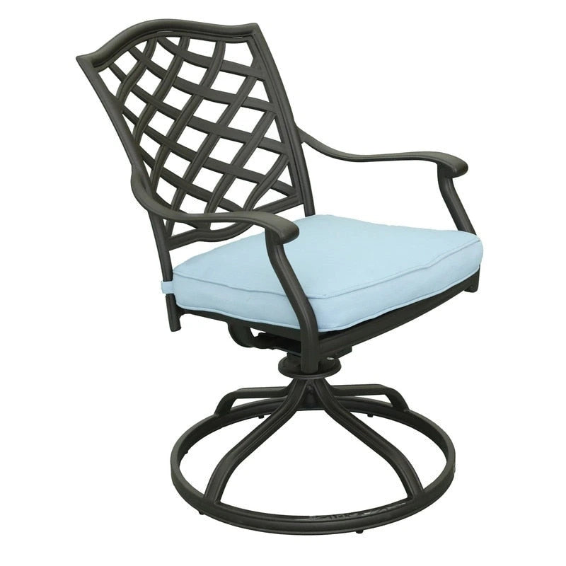Ensemble de salle à manger rond 5 pièces en aluminium Torino avec 4 fauteuils pivotants-à bascule - N/A