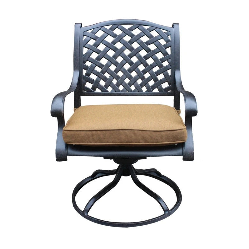 Fauteuil à bascule pivotant Ventura en fonte d'aluminium avec coussin (Lot de 2)
