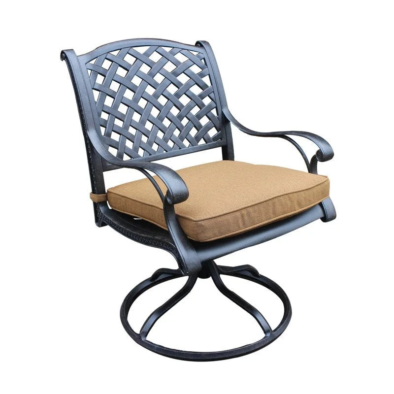 Fauteuil à bascule pivotant de salle à manger Ventura en aluminium moulé avec coussin (Lot de 2)