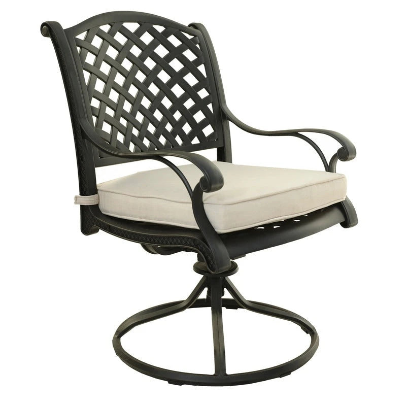 Fauteuil à bascule pivotant de salle à manger Ventura en aluminium moulé avec coussin (Lot de 2)