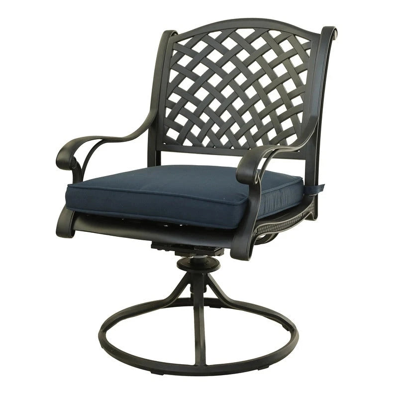 Fauteuil à bascule pivotant de salle à manger Ventura en aluminium moulé avec coussin (Lot de 2)