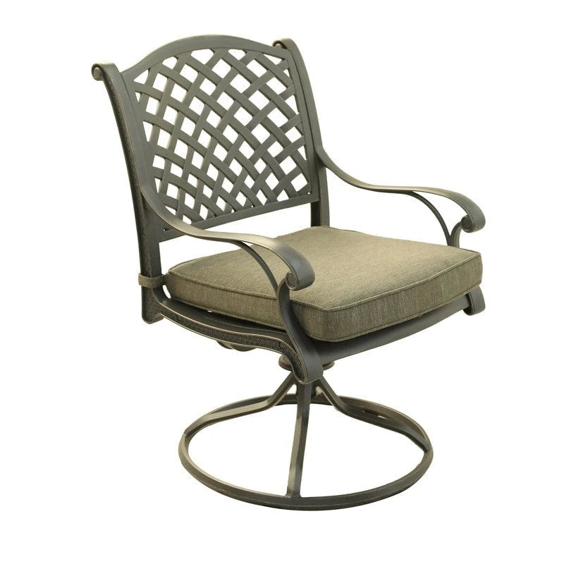 Fauteuil à bascule pivotant de salle à manger Ventura en aluminium moulé avec coussin (Lot de 2)