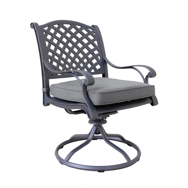 Fauteuil à bascule pivotant de salle à manger Ventura en aluminium moulé avec coussin (Lot de 2)