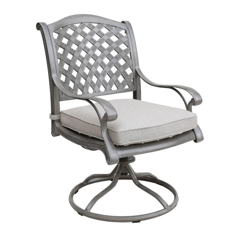 Fauteuil à bascule pivotant de salle à manger Ventura en aluminium moulé avec coussin (Lot de 2)