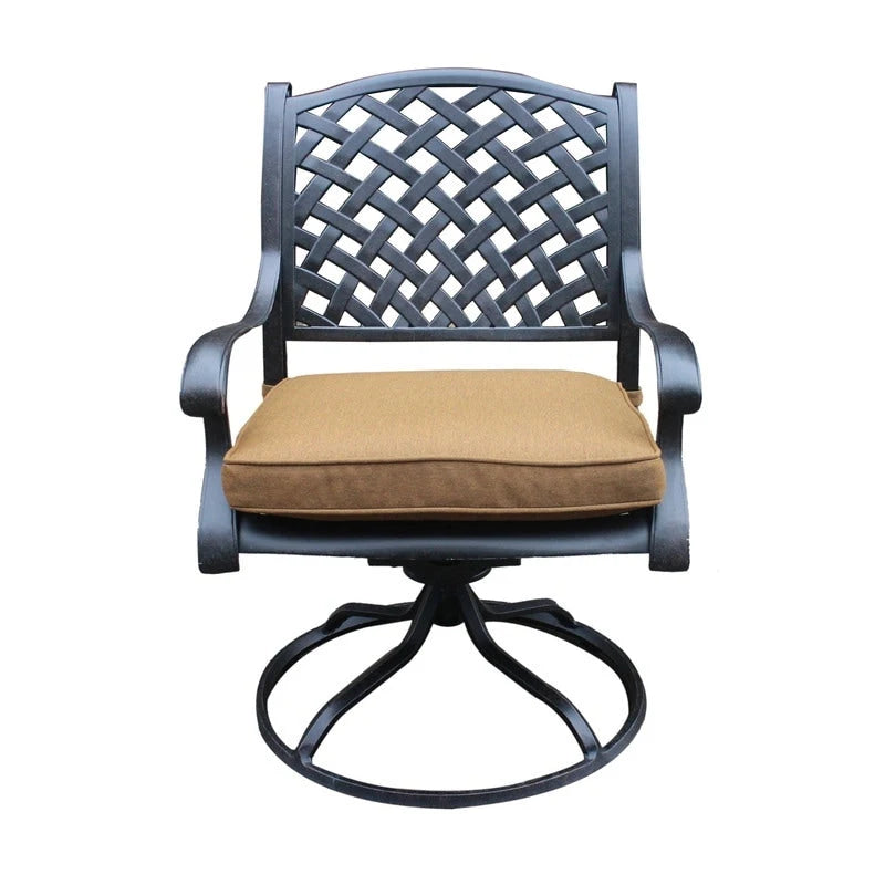 Fauteuil à bascule pivotant Ventura en fonte d'aluminium avec coussin (Lot de 2)