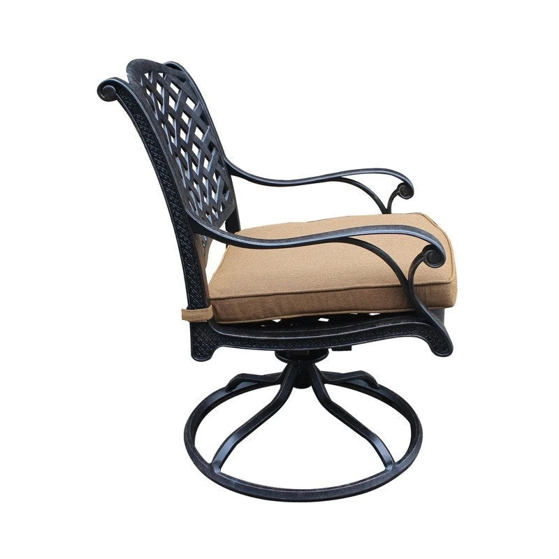 Fauteuil à bascule pivotant Ventura en fonte d'aluminium avec coussin (Lot de 2)