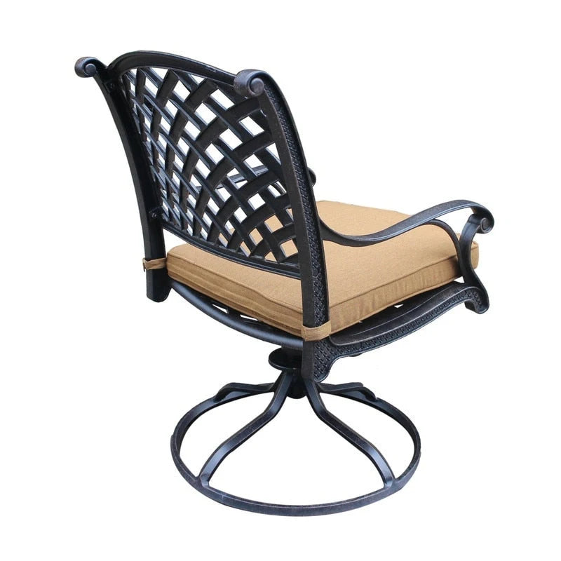 Fauteuil à bascule pivotant Ventura en fonte d'aluminium avec coussin (Lot de 2)