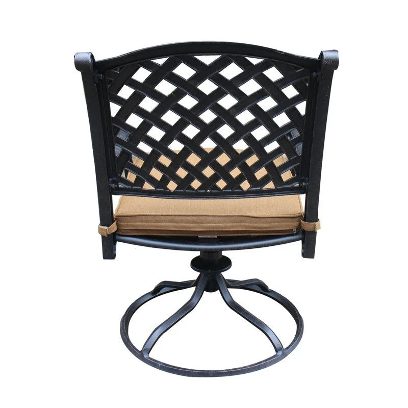 Fauteuil à bascule pivotant Ventura en fonte d'aluminium avec coussin (Lot de 2)