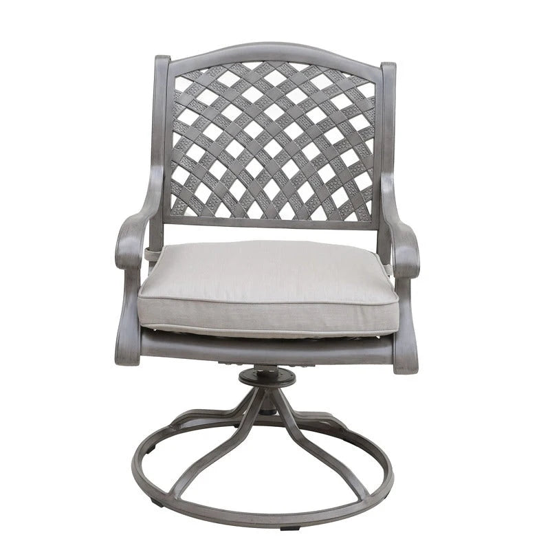 Fauteuil à bascule pivotant Ventura en fonte d'aluminium avec coussin (Lot de 2)