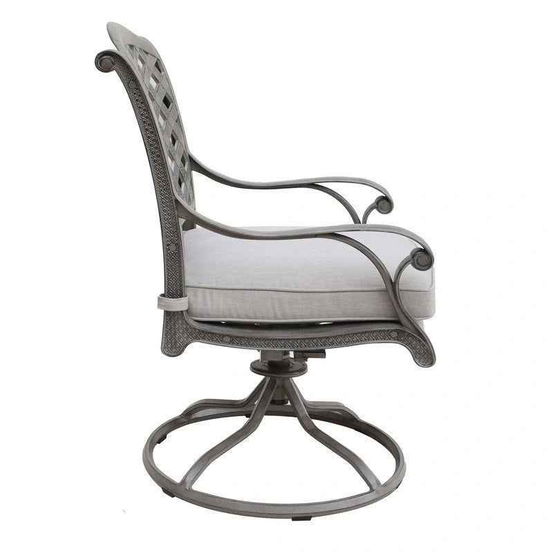 Fauteuil à bascule pivotant Ventura en fonte d'aluminium avec coussin (Lot de 2)