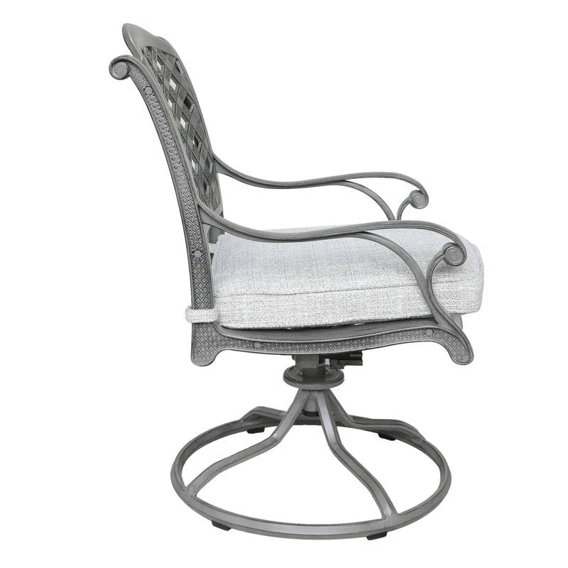 Fauteuil à bascule pivotant Ventura en fonte d'aluminium avec coussin (Lot de 2)
