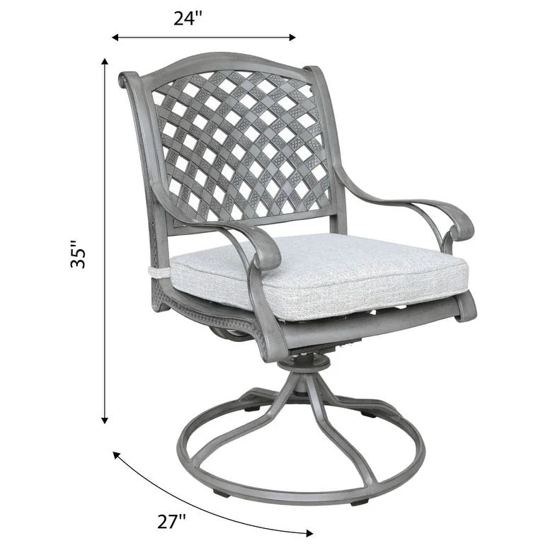 Fauteuil à bascule pivotant Ventura en fonte d'aluminium avec coussin (Lot de 2)