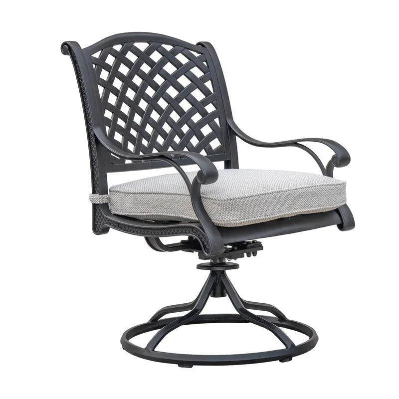 Fauteuil à bascule pivotant Ventura en fonte d'aluminium avec coussin (Lot de 2)