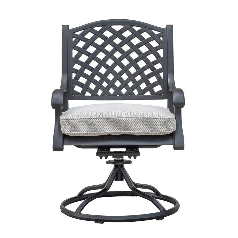 Fauteuil à bascule pivotant Ventura en fonte d'aluminium avec coussin (Lot de 2)