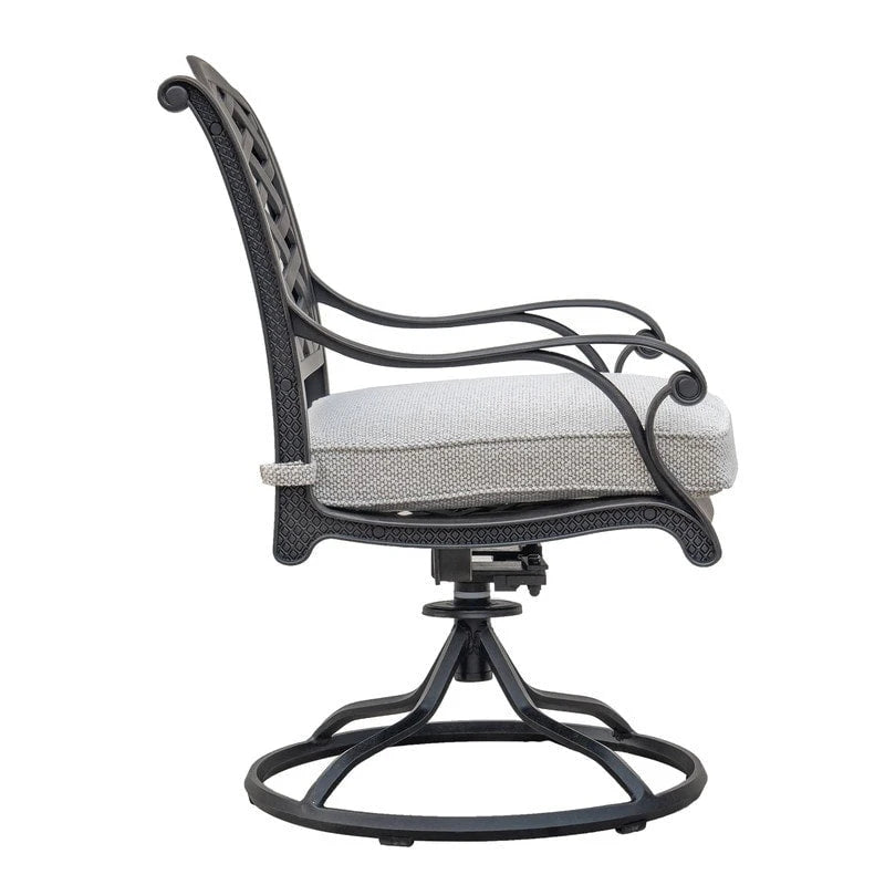 Fauteuil à bascule pivotant Ventura en fonte d'aluminium avec coussin (Lot de 2)