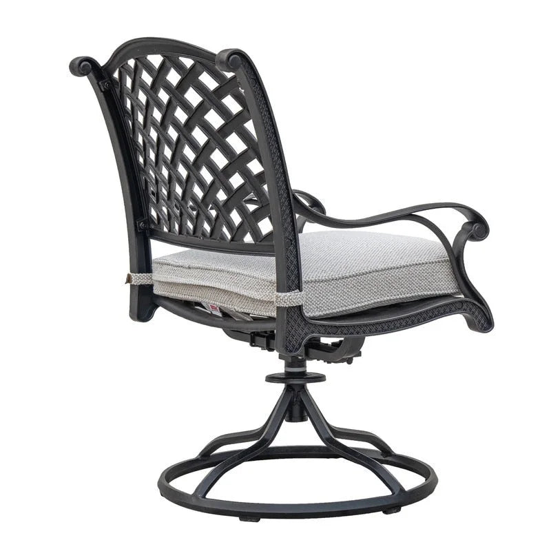 Fauteuil à bascule pivotant Ventura en fonte d'aluminium avec coussin (Lot de 2)