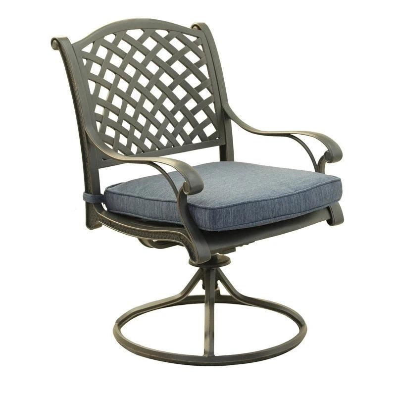 Fauteuil à bascule pivotant Ventura en fonte d'aluminium avec coussin (Lot de 2)