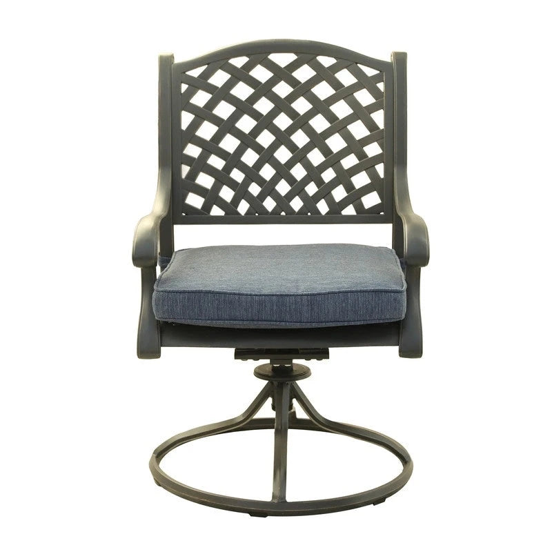 Fauteuil à bascule pivotant Ventura en fonte d'aluminium avec coussin (Lot de 2)