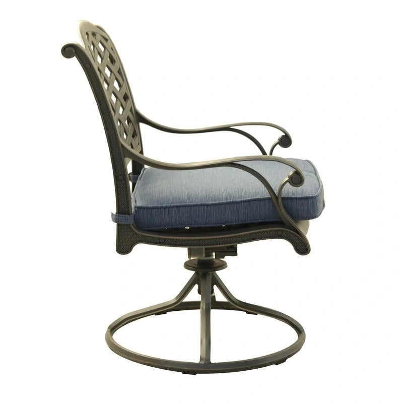 Fauteuil à bascule pivotant Ventura en fonte d'aluminium avec coussin (Lot de 2)