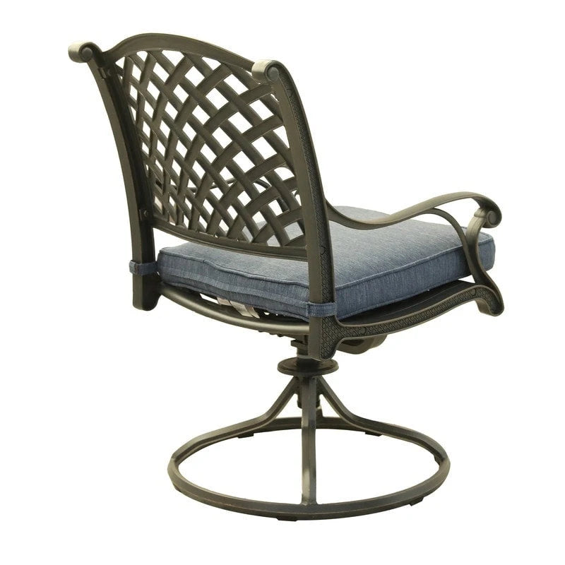 Fauteuil à bascule pivotant Ventura en fonte d'aluminium avec coussin (Lot de 2)