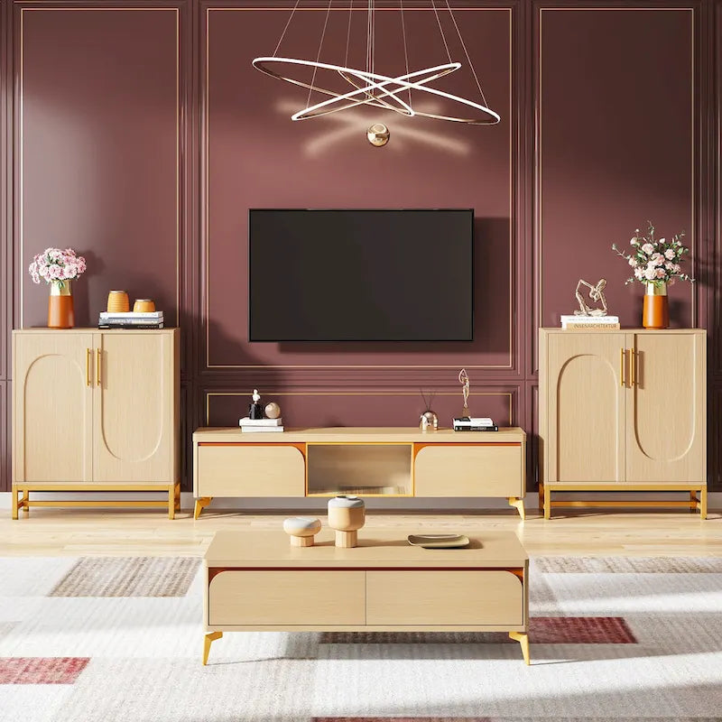 Bahut de rangement, Buffet moderne 4 portes avec étagère réglable pour salon, cuisine, salle à manger, couloir