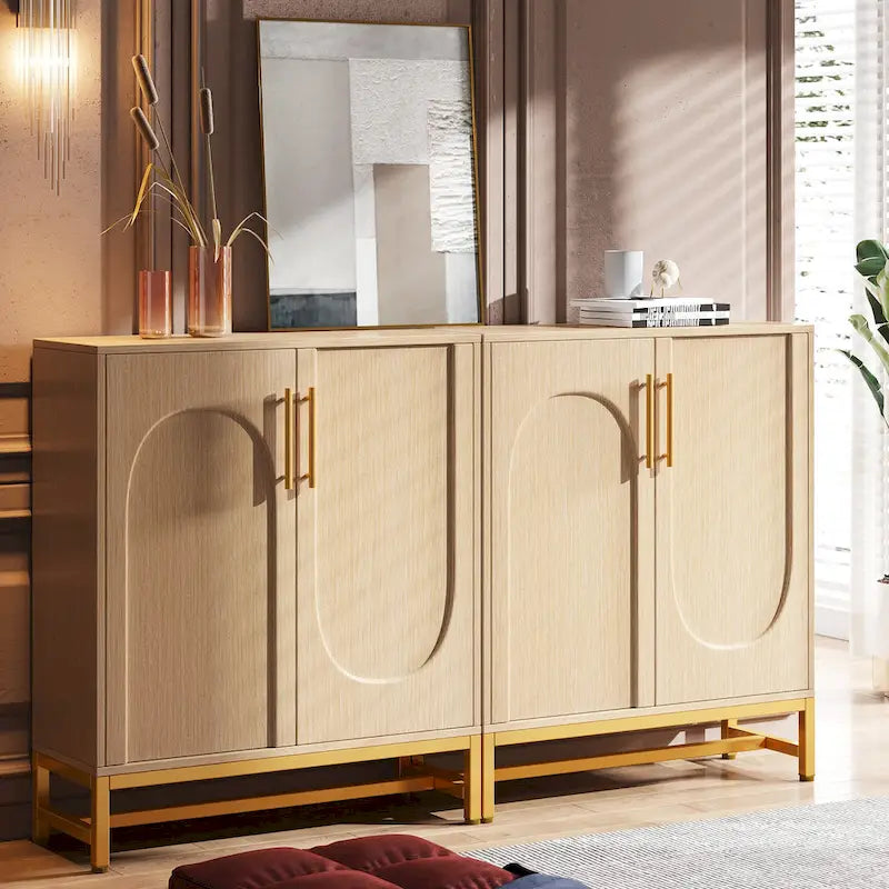 Bahut de rangement, Buffet moderne 4 portes avec étagère réglable pour salon, cuisine, salle à manger, couloir