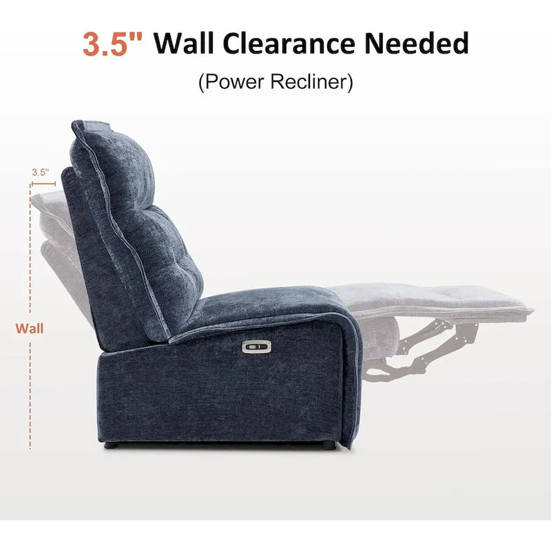 Fauteuil inclinable électrique sans accoudoirs avec ports USB, 3,5 po de dégagement mural, pour salon, ALR01