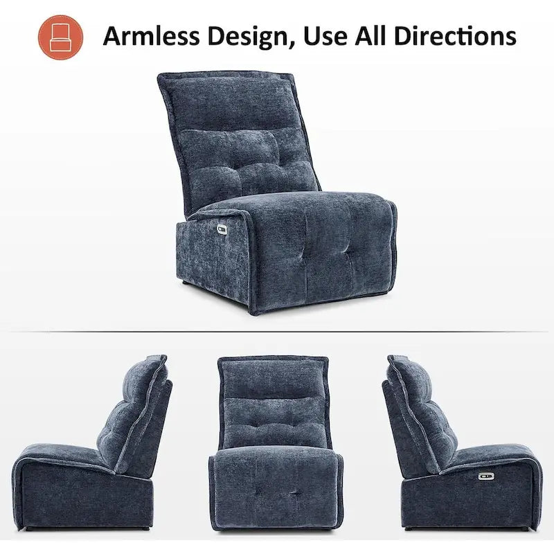 Fauteuil inclinable électrique sans accoudoirs avec ports USB, 3,5 po de dégagement mural, pour salon, ALR01