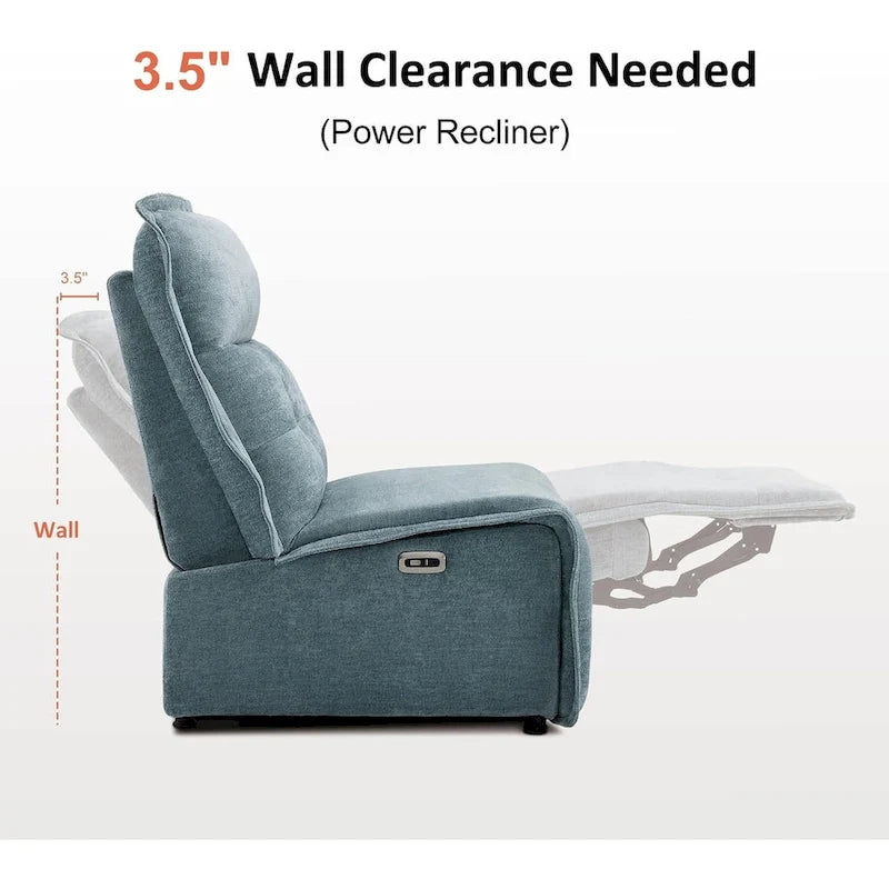 Fauteuil inclinable électrique sans accoudoirs avec ports USB, 3,5 po de dégagement mural, pour salon, ALR01