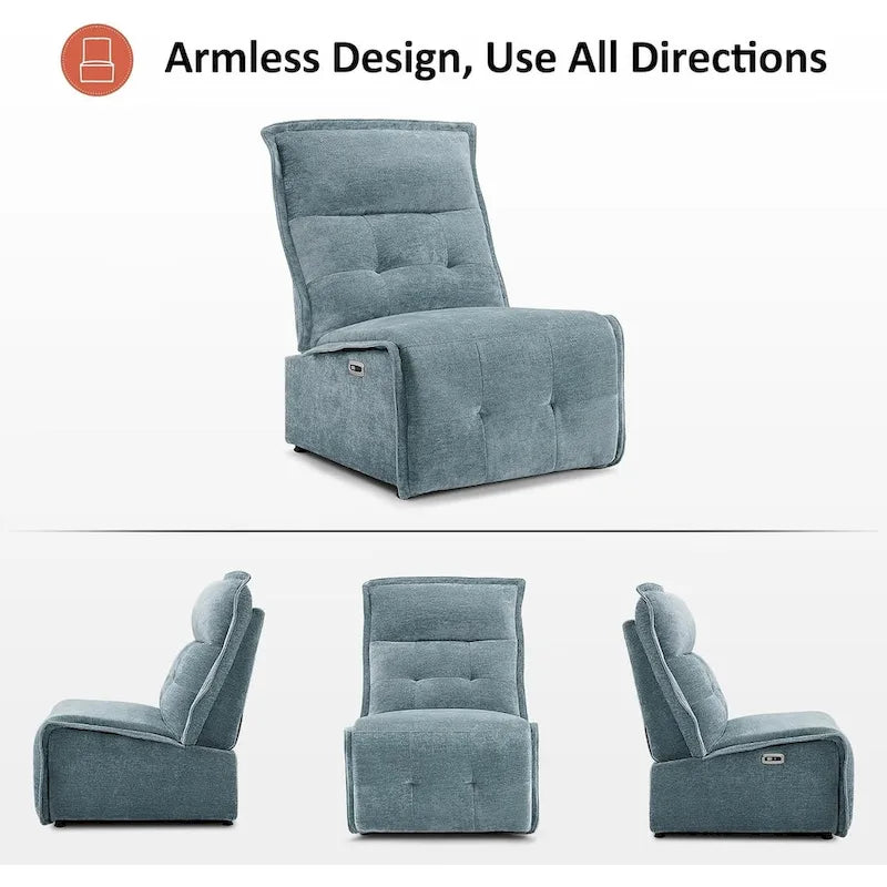 Fauteuil inclinable électrique sans accoudoirs avec ports USB, 3,5 po de dégagement mural, pour salon, ALR01