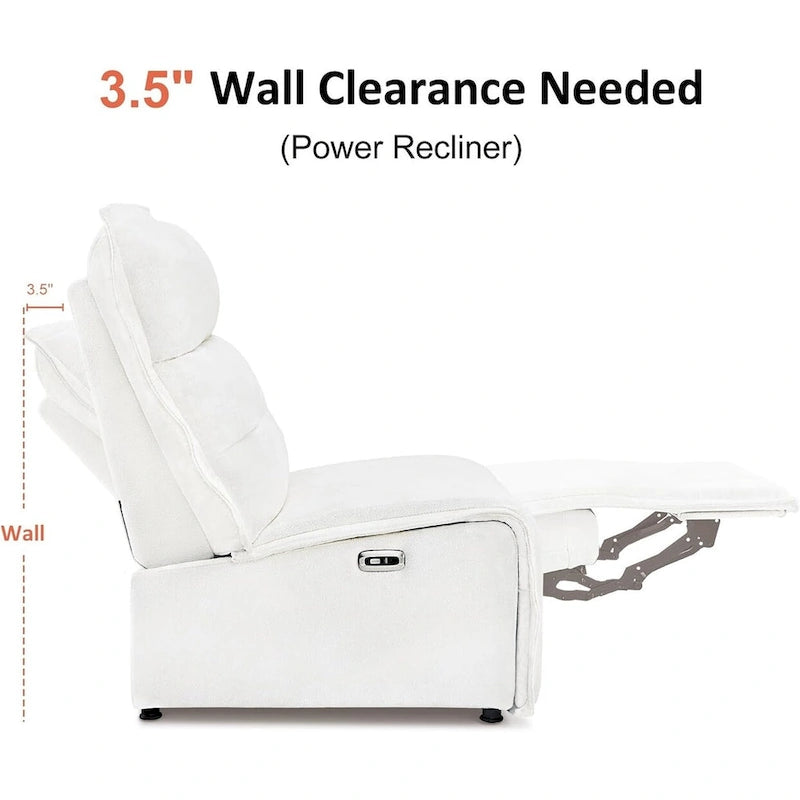 Fauteuil inclinable électrique sans accoudoirs avec ports USB, 3,5 po de dégagement mural, pour salon, ALR01