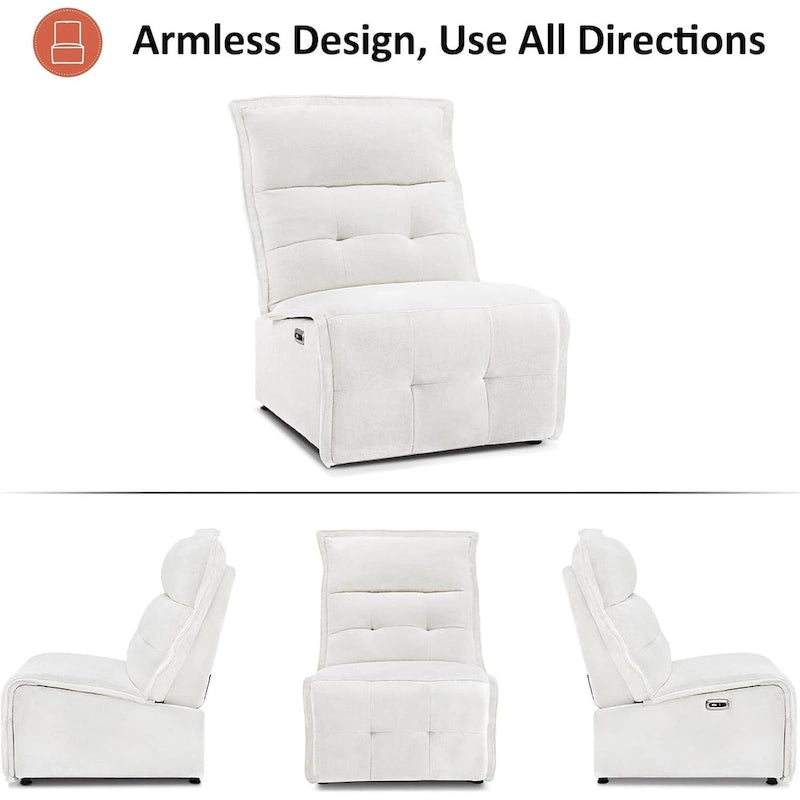 Fauteuil inclinable électrique sans accoudoirs avec ports USB, 3,5 po de dégagement mural, pour salon, ALR01