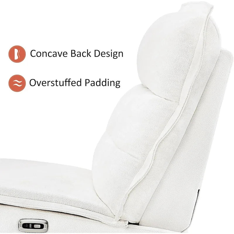 Fauteuil inclinable électrique sans accoudoirs avec ports USB, 3,5 po de dégagement mural, pour salon, ALR01