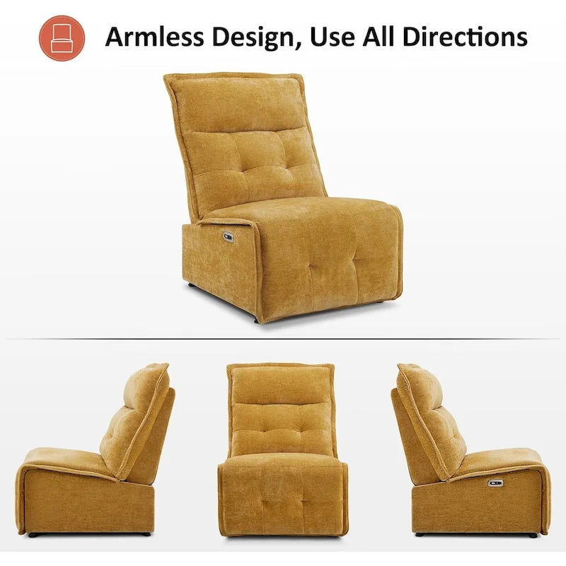 Fauteuil inclinable électrique sans accoudoirs avec ports USB, 3,5 po de dégagement mural, pour salon, ALR01
