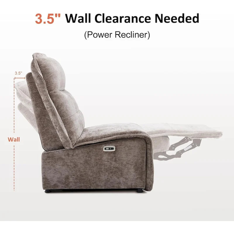 Fauteuil inclinable électrique sans accoudoirs avec ports USB, 3,5 po de dégagement mural, pour salon, ALR01