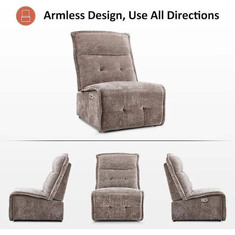 Fauteuil inclinable électrique sans accoudoirs avec ports USB, 3,5 po de dégagement mural, pour salon, ALR01
