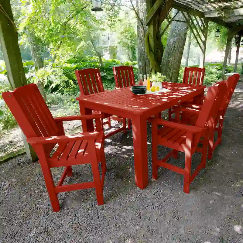 Ensemble de salle à manger d'extérieur 7 pièces Lehigh - Table 42 x 72, hauteur comptoir