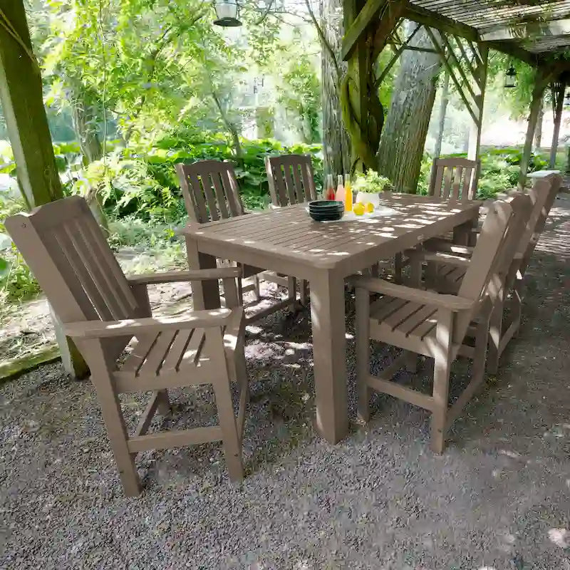 Ensemble de salle à manger d'extérieur 7 pièces Lehigh - Table 42 x 72, hauteur comptoir