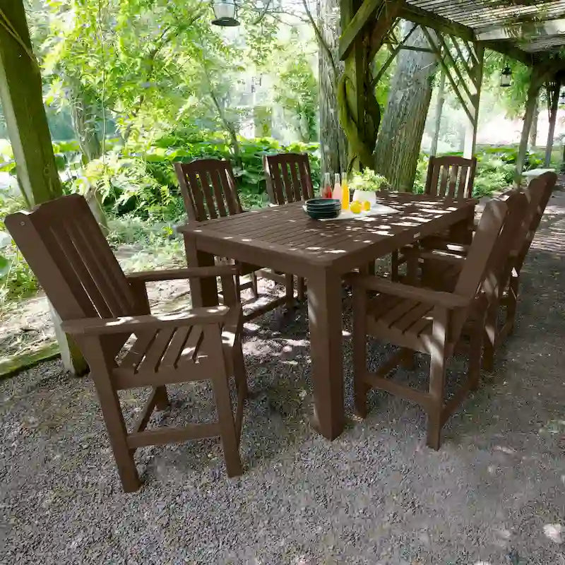 Ensemble de salle à manger d'extérieur 7 pièces Lehigh - Table 42 x 72, hauteur comptoir