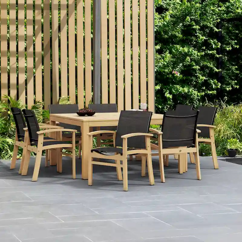 Amazonia Teak Ensemble de salle à manger d'extérieur 9 pièces en bois de Luna pour terrasse - 9 pièces