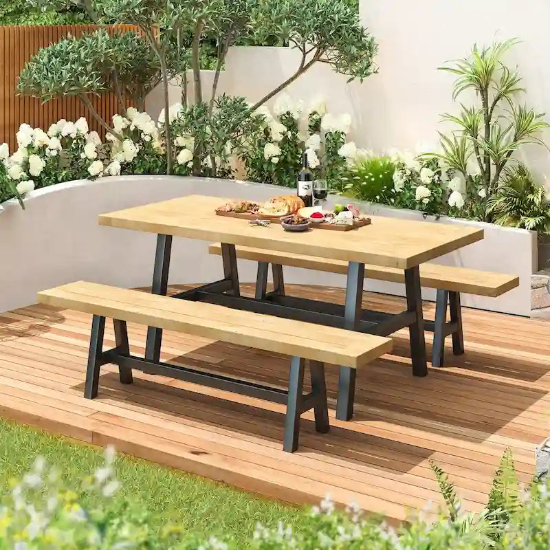 Ensemble de salle à manger EROMMY pour patio, mobilier d'extérieur rectangulaire de qualité supérieure pour jardin, véranda et pelouse