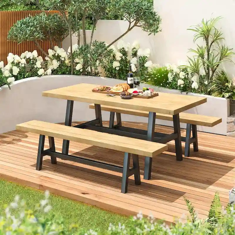 Ensemble de salle à manger EROMMY pour patio, mobilier d'extérieur rectangulaire de qualité supérieure pour jardin, véranda et pelouse