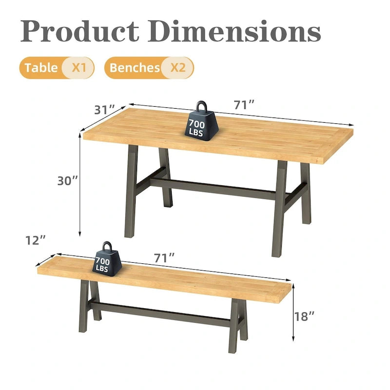 Ensemble de salle à manger EROMMY pour patio, mobilier d'extérieur rectangulaire de qualité supérieure pour jardin, véranda et pelouse