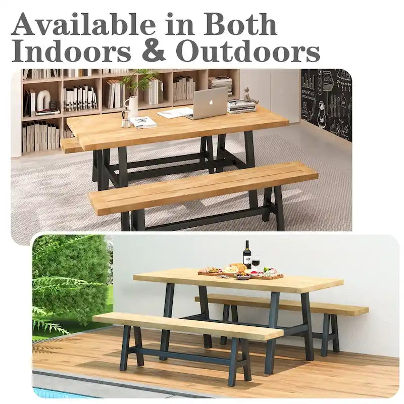 Ensemble de salle à manger EROMMY pour patio, mobilier d'extérieur rectangulaire de qualité supérieure pour jardin, véranda et pelouse