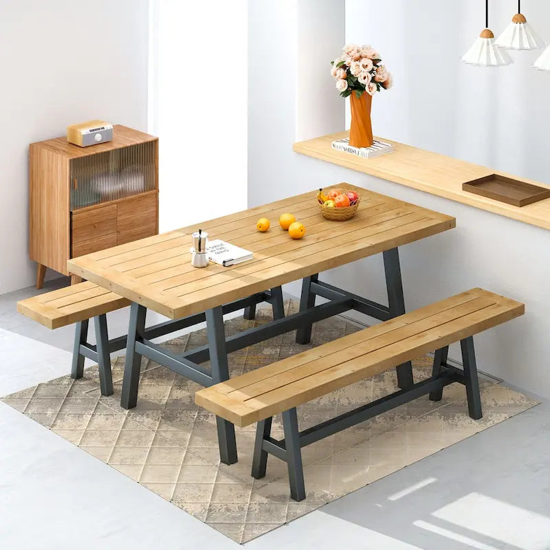 Ensemble de salle à manger EROMMY pour patio, mobilier d'extérieur rectangulaire de qualité supérieure pour jardin, véranda et pelouse