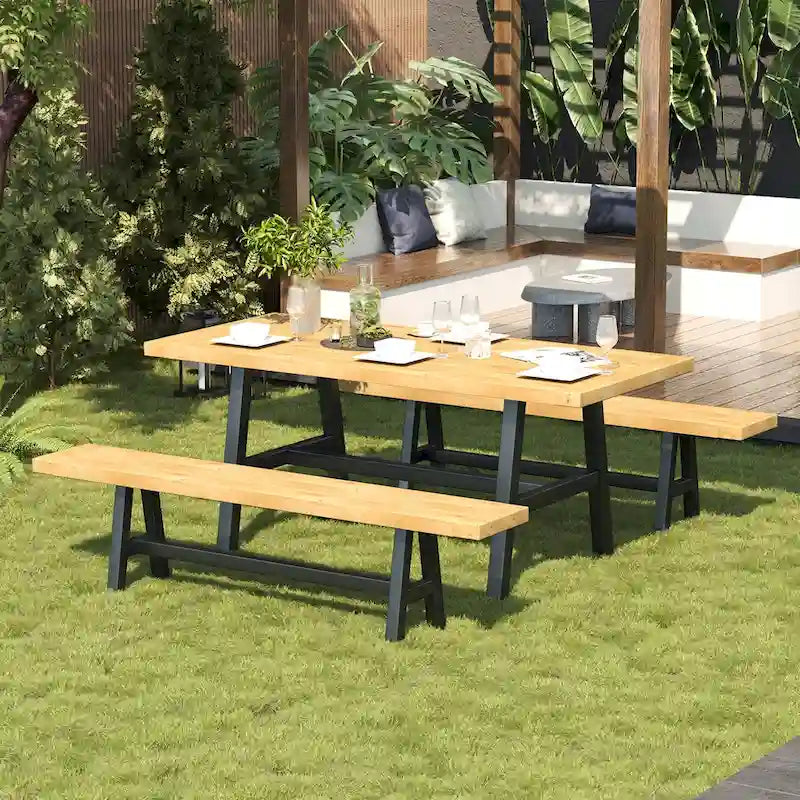 Ensemble de salle à manger EROMMY pour patio, mobilier d'extérieur rectangulaire de qualité supérieure pour jardin, véranda et pelouse
