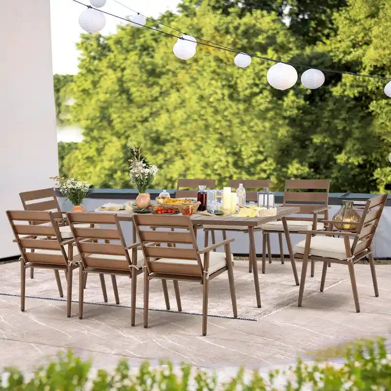 Ensemble de salle à manger EROMMY pour patio, mobilier d'extérieur rectangulaire de qualité supérieure pour jardin, véranda et pelouse