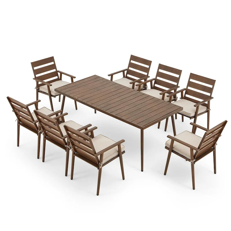 Ensemble de salle à manger EROMMY pour patio, mobilier d'extérieur rectangulaire de qualité supérieure pour jardin, véranda et pelouse