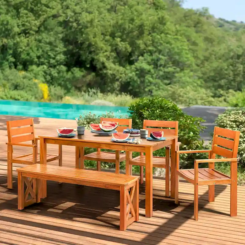 Ensemble de salle à manger EROMMY pour patio, mobilier d'extérieur rectangulaire de qualité supérieure pour jardin, véranda et pelouse
