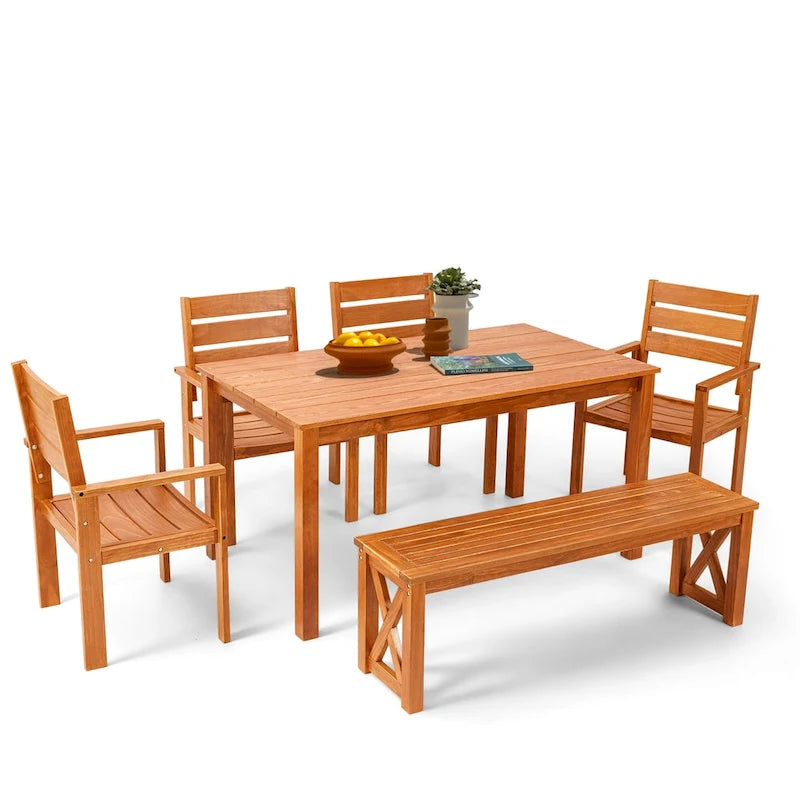 Ensemble de salle à manger EROMMY pour patio, mobilier d'extérieur rectangulaire de qualité supérieure pour jardin, véranda et pelouse